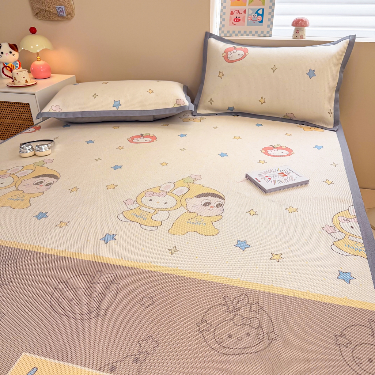 91家纺网 家纺一手货源 找家纺 沐慕 2026新款高克重600D冰丝印花冰藤席 冰藤-星愿小伙伴