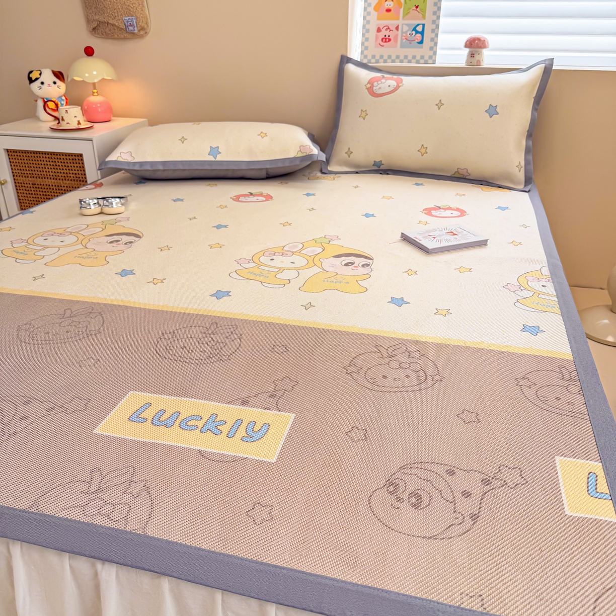 91家纺网 家纺一手货源 找家纺 沐慕 2026新款高克重600D冰丝印花冰藤席 冰藤-星愿小伙伴