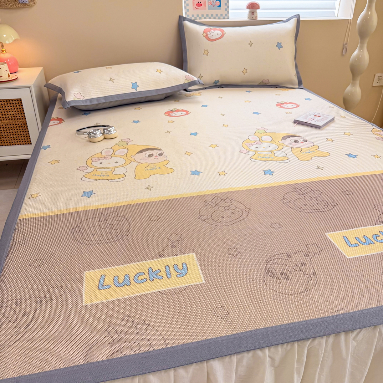 91家纺网 家纺一手货源 找家纺 沐慕 2026新款高克重600D冰丝印花冰藤席 冰藤-星愿小伙伴