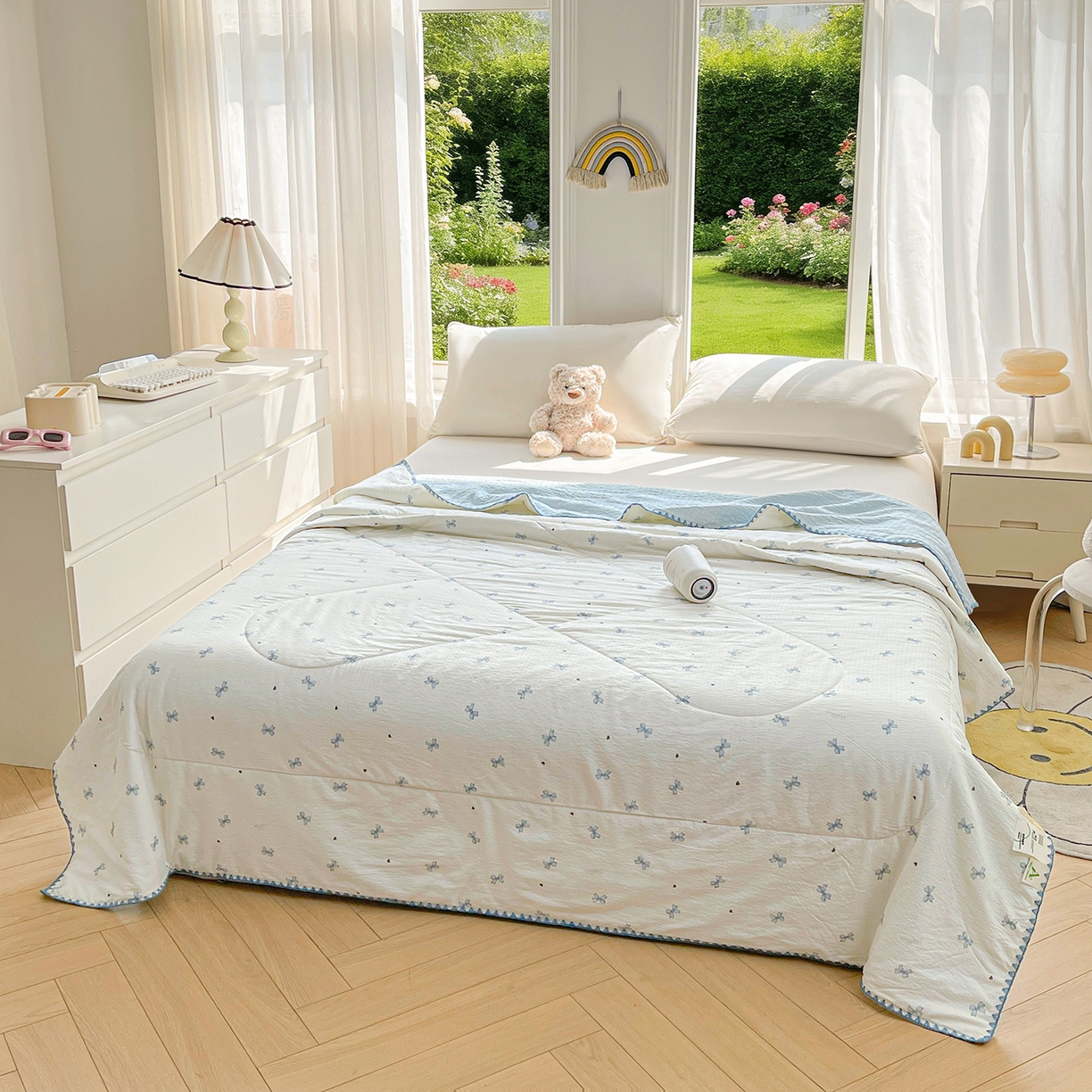 91家纺网 家纺一手货源 找家纺 犇牛仓储供应链 2026新款泡芙棉新疆棉花夏被被子被芯 蝴蝶结