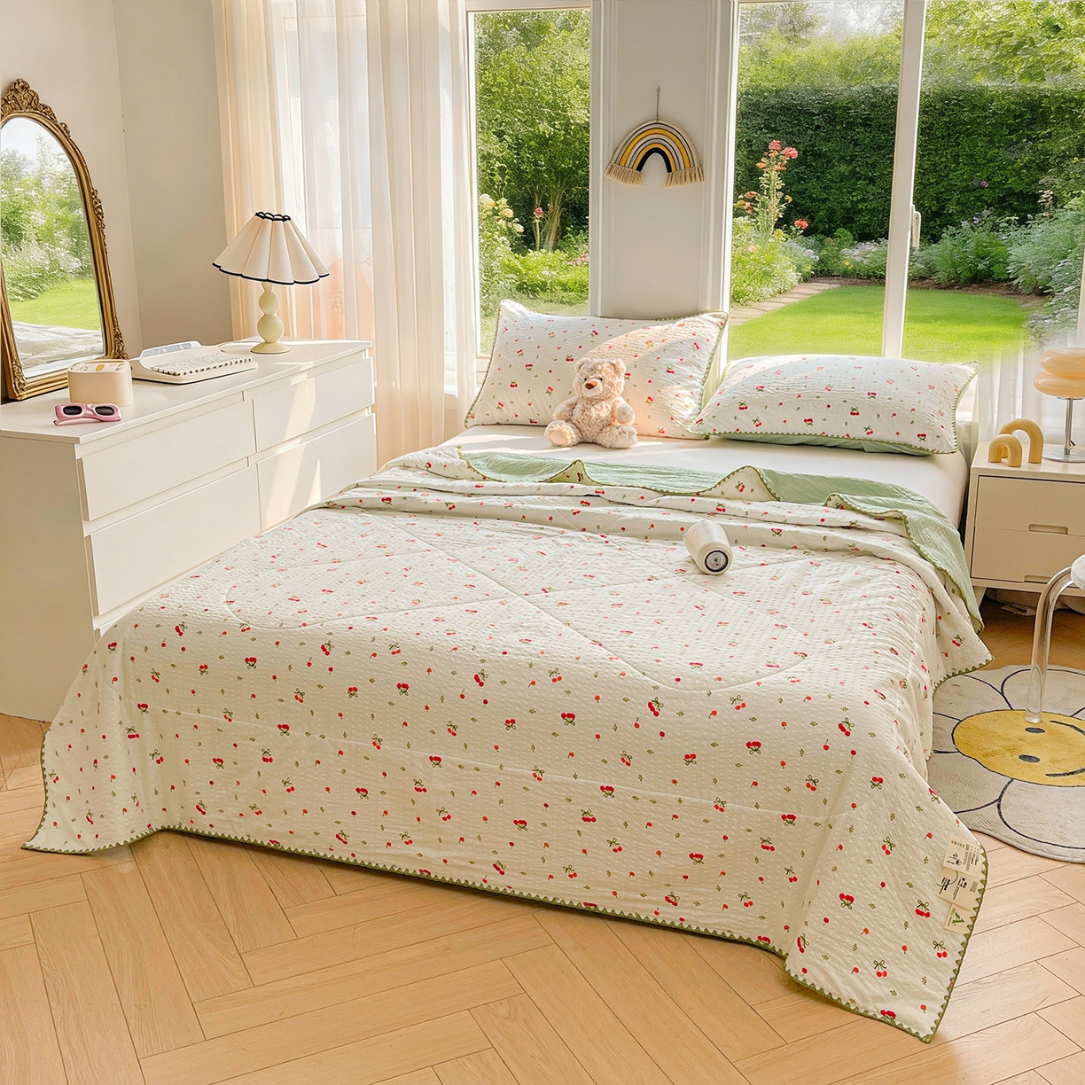 91家纺网 家纺一手货源 找家纺 犇牛仓储供应链 2026新款泡芙棉新疆棉花夏被被子被芯 樱桃红了