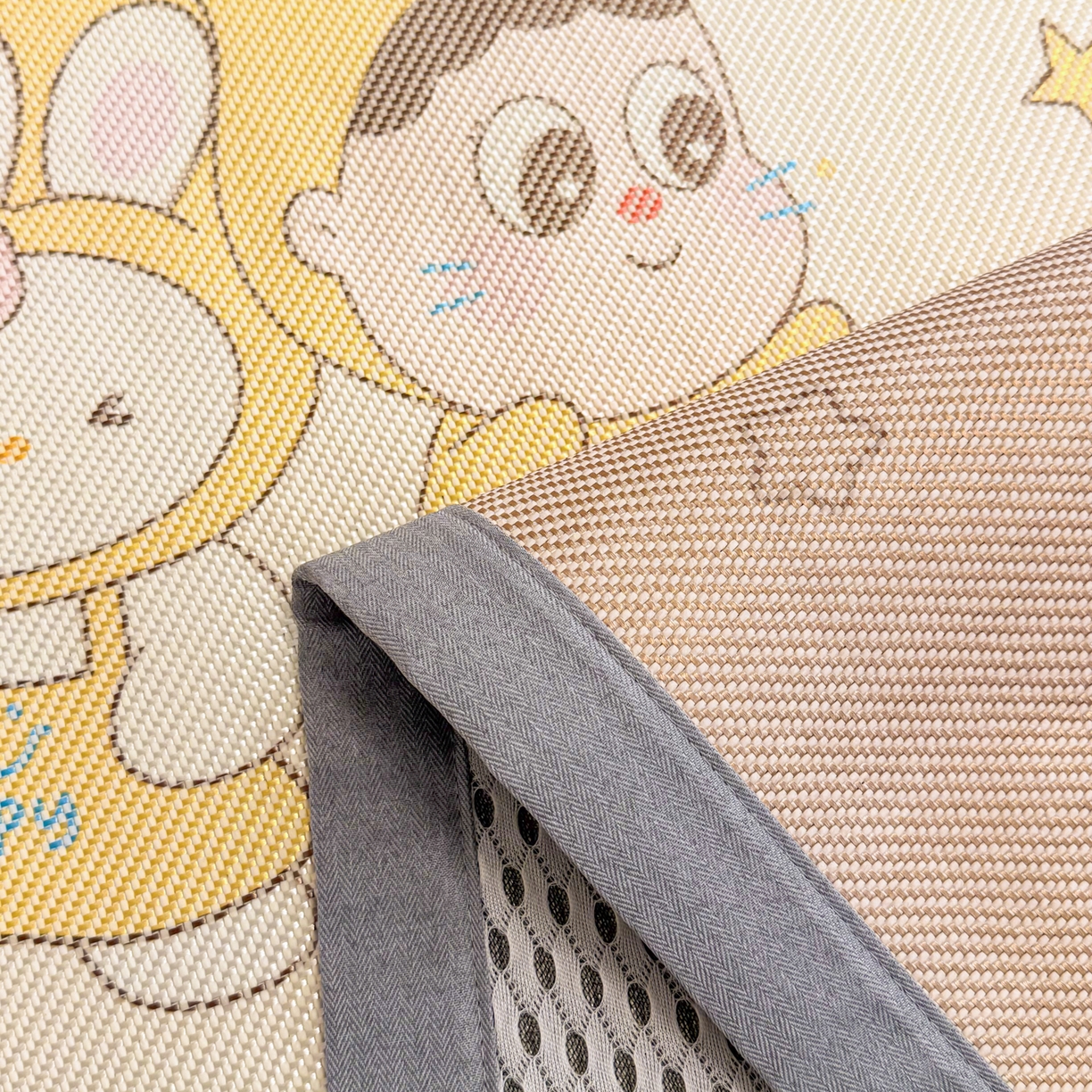 91家纺网 家纺一手货源 找家纺 沐慕 2026新款高克重600D冰丝印花冰藤席 冰藤-星愿小伙伴