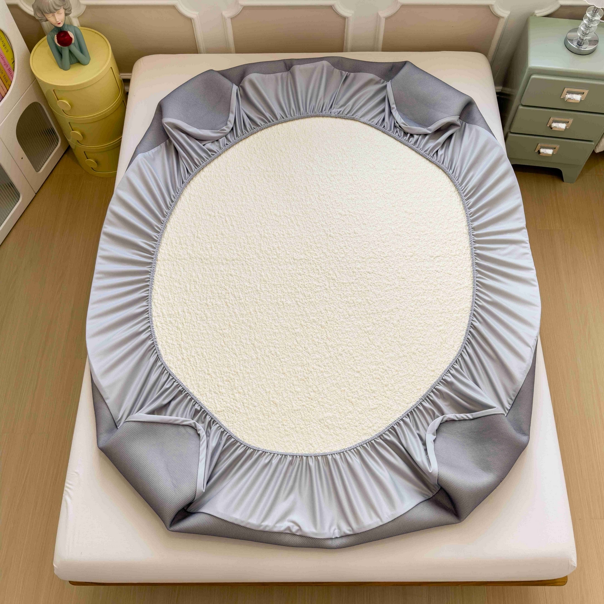 91家纺网 家纺一手货源 找家纺 几禾 2026春夏新款双泡刺绣款凉席席子空调软席 软萌西高地 床笠款