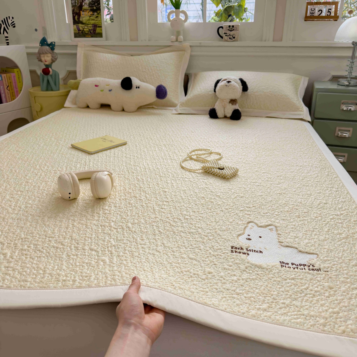 几禾 2026春夏新款双泡刺绣款凉席席子空调软席 软萌西高地 床席款