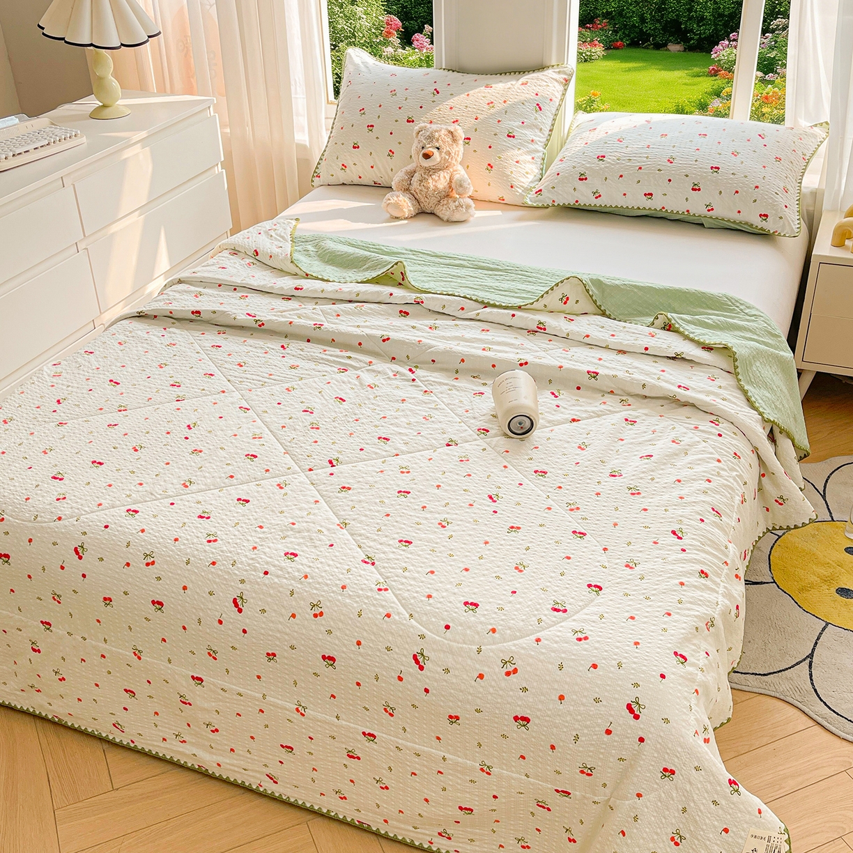 91家纺网 家纺一手货源 找家纺 犇牛仓储供应链 2026新款泡芙棉新疆棉花夏被被子被芯 樱桃红了