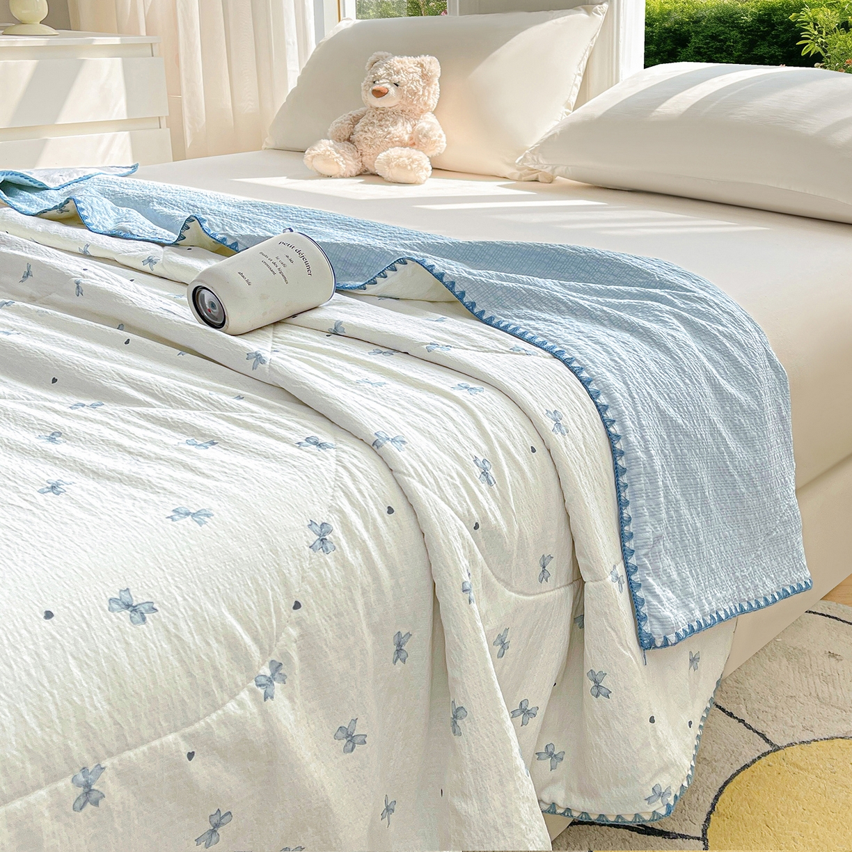 91家纺网 家纺一手货源 找家纺 犇牛仓储供应链 2026新款泡芙棉新疆棉花夏被被子被芯 蝴蝶结