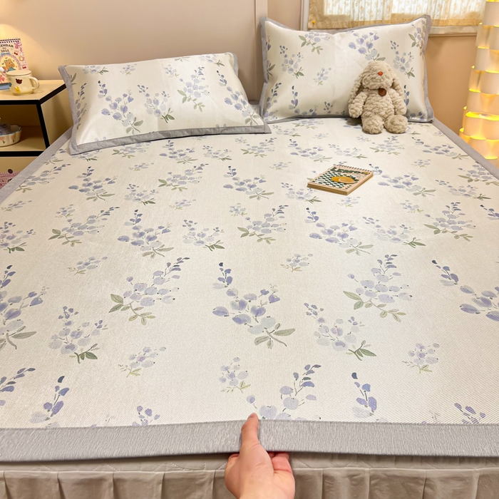 沐慕 2026新款高克重600D冰丝印花冰藤席 冰藤-薰衣草