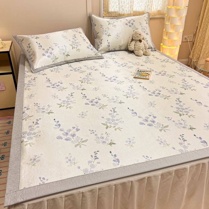 91家纺网 家纺一手货源 找家纺 沐慕 2026新款高克重600D冰丝印花冰藤席 冰藤-薰衣草