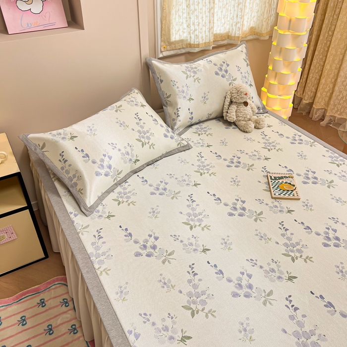 91家纺网 家纺一手货源 找家纺 沐慕 2026新款高克重600D冰丝印花冰藤席 冰藤-薰衣草