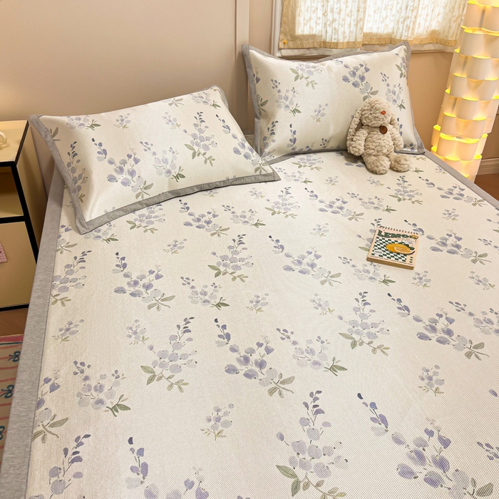 91家纺网 家纺一手货源 找家纺 沐慕 2026新款高克重600D冰丝印花冰藤席 冰藤-薰衣草