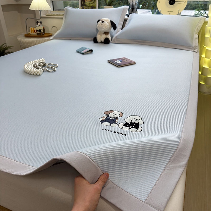 91家纺网 家纺一手货源 找家纺 （总）几禾 2026春夏新款斜纹刺绣软席凉席席子空调软席