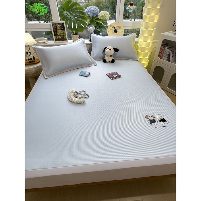 91家纺网 家纺一手货源 找家纺 （总）几禾 2026春夏新款斜纹刺绣软席凉席席子空调软席