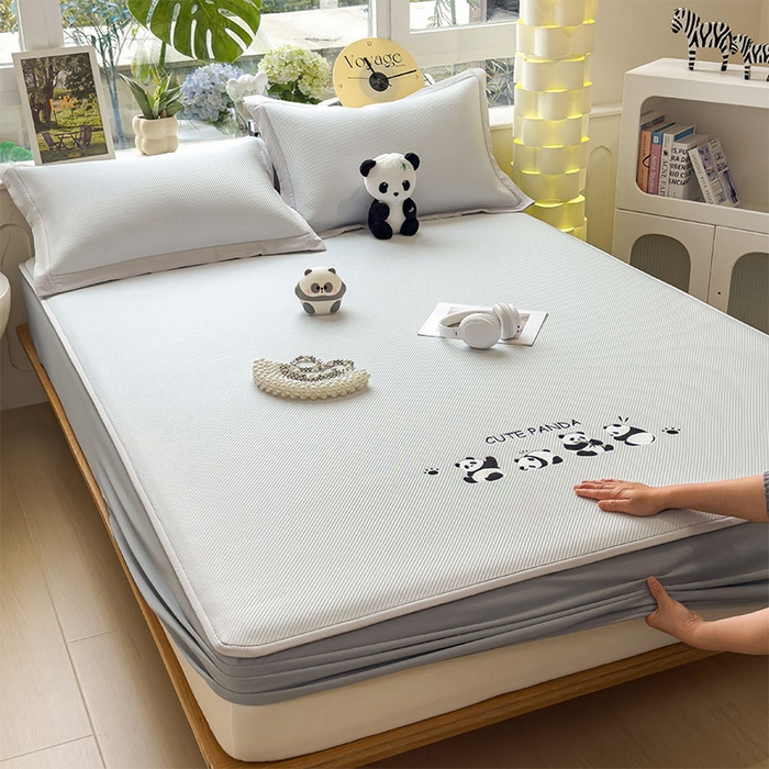 91家纺网 家纺一手货源 找家纺 （总）几禾 2026春夏新款斜纹刺绣软席凉席席子空调软席