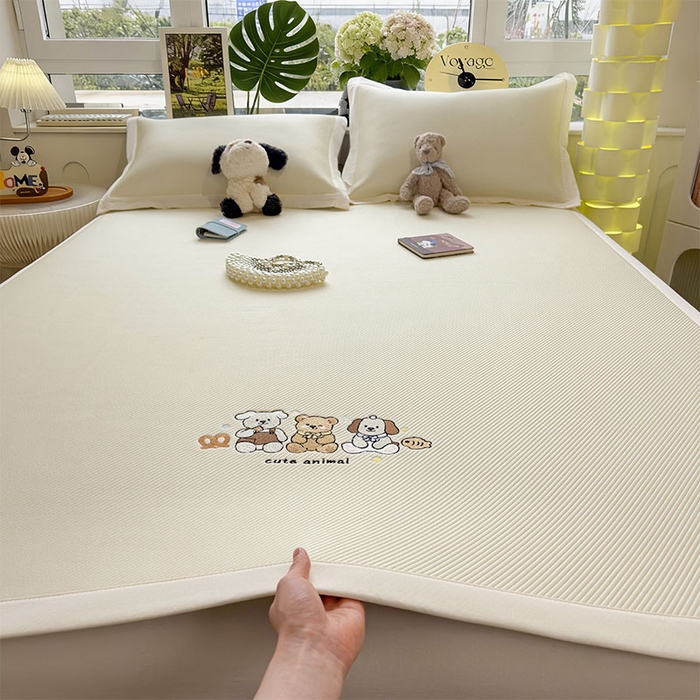 91家纺网 家纺一手货源 找家纺 （总）几禾 2026春夏新款斜纹刺绣软席凉席席子空调软席