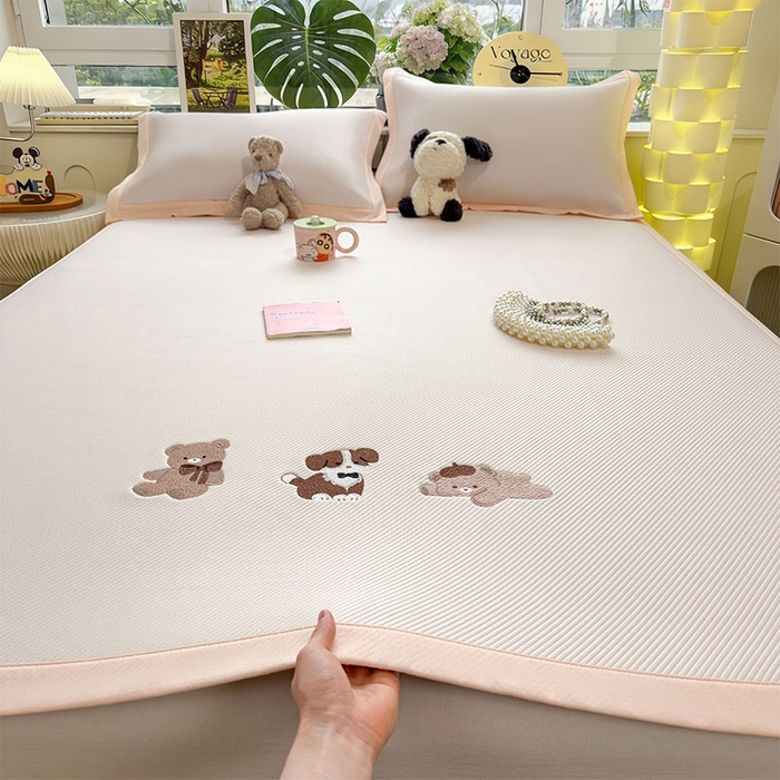 几禾 2026春夏新款斜纹刺绣软席凉席席子空调软席 软萌小熊 床席款