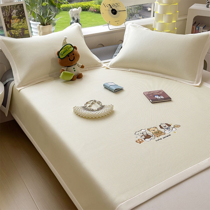 91家纺网 家纺一手货源 找家纺 几禾 2026春夏新款斜纹刺绣软席凉席席子空调软席 小友聚会 床席款