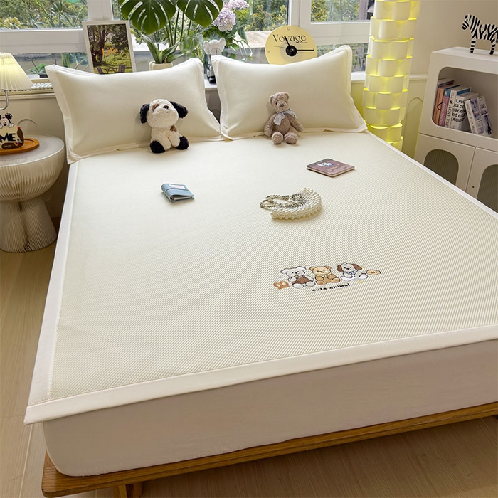 91家纺网 家纺一手货源 找家纺 几禾 2026春夏新款斜纹刺绣软席凉席席子空调软席 小友聚会 床席款