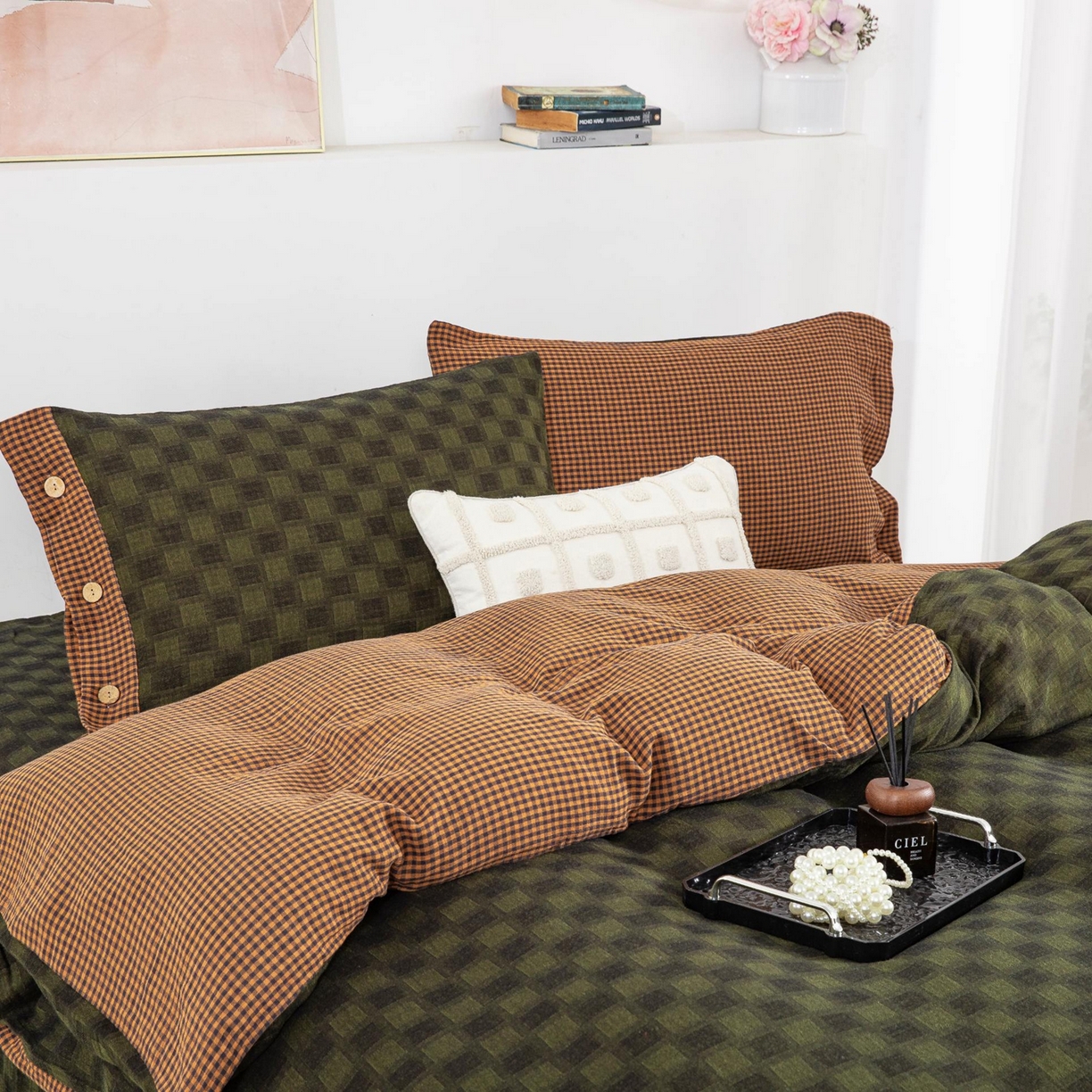 91家纺网 家纺一手货源 找家纺 （总）仰望棉麻双层纱供应链 2026新款朦胧格全棉色织提花双层纱纽扣款