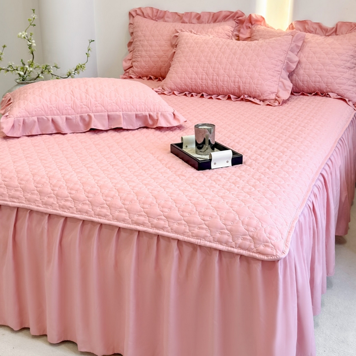 91家纺网 家纺一手货源 找家纺 （总）野合家纺 2026新款A类水洗棉纯色夹棉床裙单床裙床裙单件