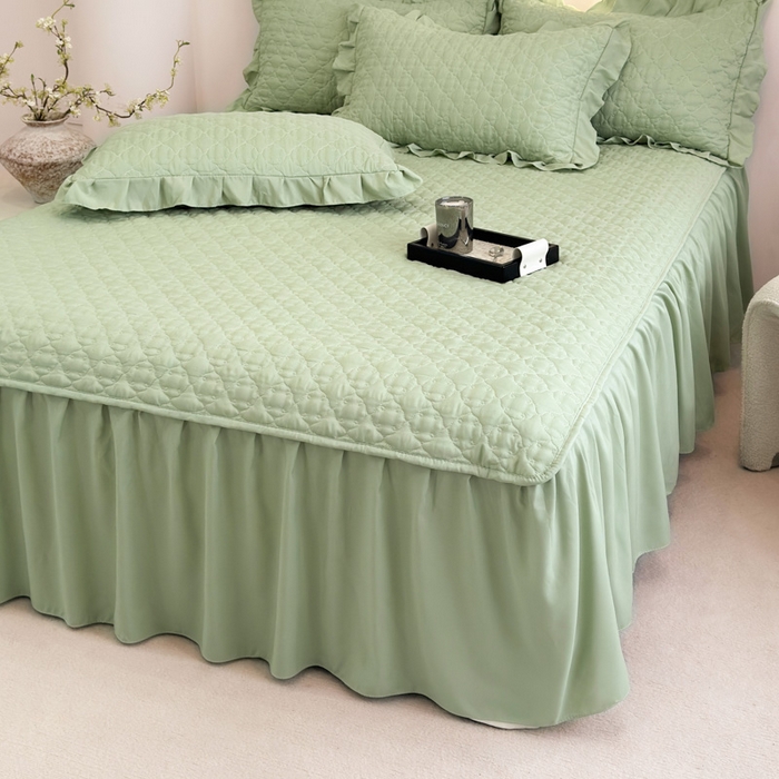 91家纺网 家纺一手货源 找家纺 （总）野合家纺 2026新款A类水洗棉纯色夹棉床裙单床裙床裙单件