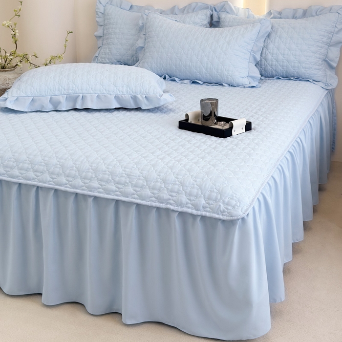 91家纺网 家纺一手货源 找家纺 （总）野合家纺 2026新款A类水洗棉纯色夹棉床裙单床裙床裙单件