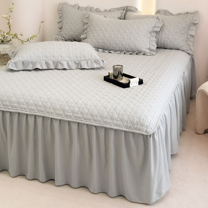 91家纺网 家纺一手货源 找家纺 （总）野合家纺 2026新款A类水洗棉纯色夹棉床裙单床裙床裙单件