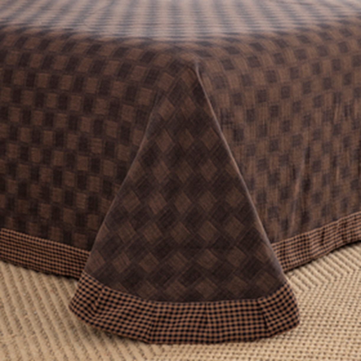 91家纺网 家纺一手货源 找家纺 仰望棉麻双层纱供应链 2026新款朦胧格全棉色织提花双层纱纽扣款 朦胧格-深咖