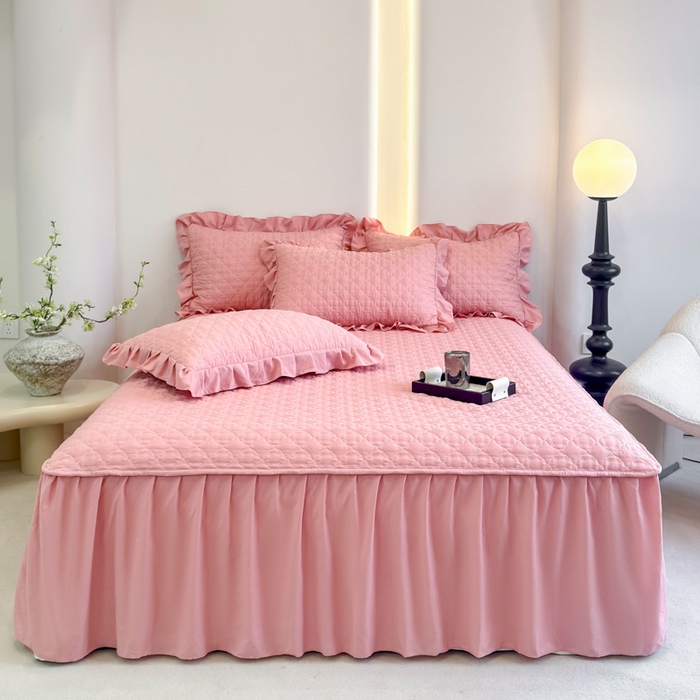 91家纺网 家纺一手货源 找家纺 （总）野合家纺 2026新款A类水洗棉纯色夹棉床裙单床裙床裙单件