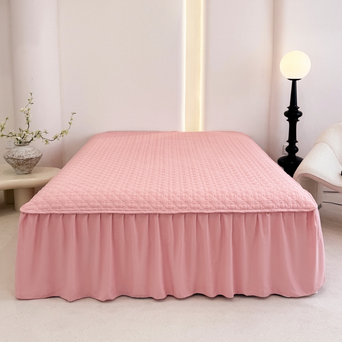 91家纺网 家纺一手货源 找家纺 （总）野合家纺 2026新款A类水洗棉纯色夹棉床裙单床裙床裙单件