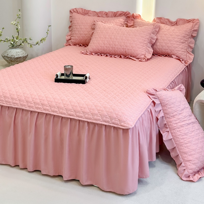 91家纺网 家纺一手货源 找家纺 （总）野合家纺 2026新款A类水洗棉纯色夹棉床裙单床裙床裙单件