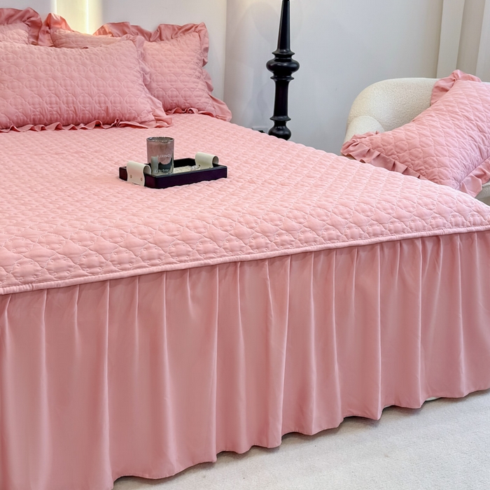 91家纺网 家纺一手货源 找家纺 （总）野合家纺 2026新款A类水洗棉纯色夹棉床裙单床裙床裙单件