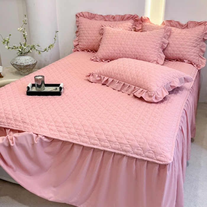 91家纺网 家纺一手货源 找家纺 （总）野合家纺 2026新款A类水洗棉纯色夹棉床裙单床裙床裙单件