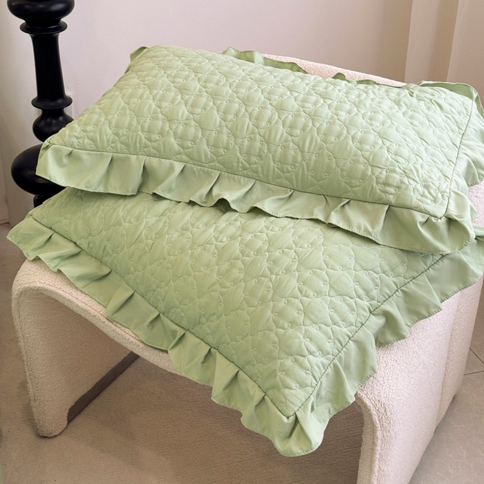 91家纺网 家纺一手货源 找家纺 野合家纺 2026新款A类水洗棉纯色夹棉床裙单床裙床裙单件 抹茶绿