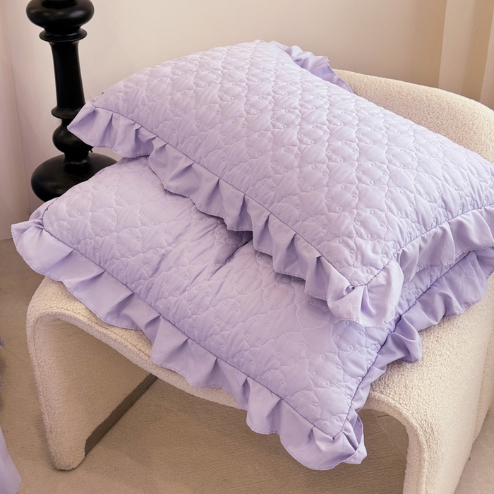 91家纺网 家纺一手货源 找家纺 野合家纺 2026新款A类水洗棉纯色夹棉床裙单床裙床裙单件 浅紫