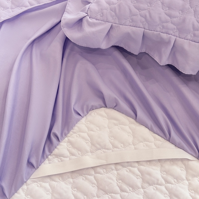 91家纺网 家纺一手货源 找家纺 野合家纺 2026新款A类水洗棉纯色夹棉床裙单床裙床裙单件 浅紫