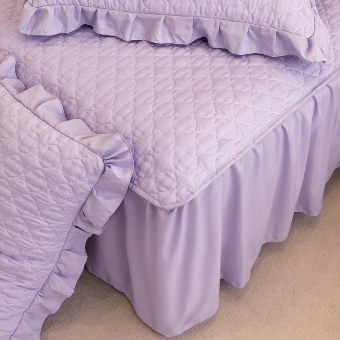 91家纺网 家纺一手货源 找家纺 野合家纺 2026新款A类水洗棉纯色夹棉床裙单床裙床裙单件 浅紫