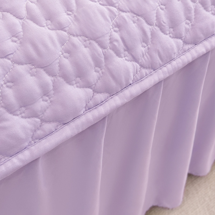 91家纺网 家纺一手货源 找家纺 野合家纺 2026新款A类水洗棉纯色夹棉床裙单床裙床裙单件 浅紫