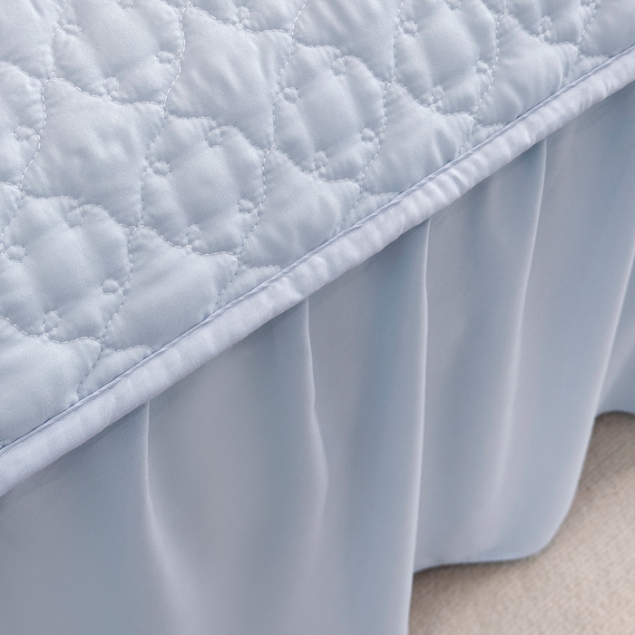 91家纺网 家纺一手货源 找家纺 野合家纺 2026新款A类水洗棉纯色夹棉床裙单床裙床裙单件 天蓝