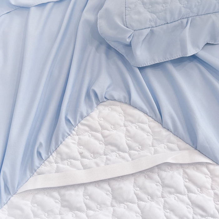 91家纺网 家纺一手货源 找家纺 野合家纺 2026新款A类水洗棉纯色夹棉床裙单床裙床裙单件 天蓝