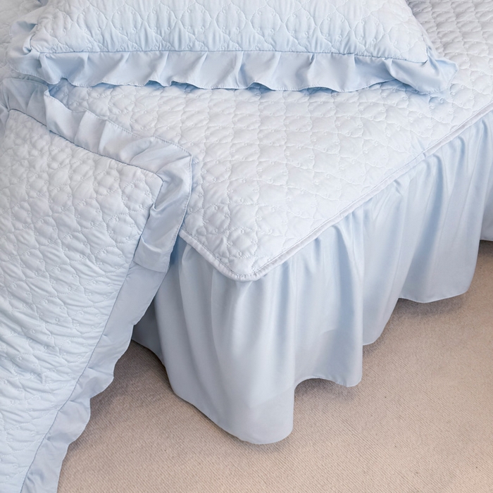 91家纺网 家纺一手货源 找家纺 野合家纺 2026新款A类水洗棉纯色夹棉床裙单床裙床裙单件 天蓝