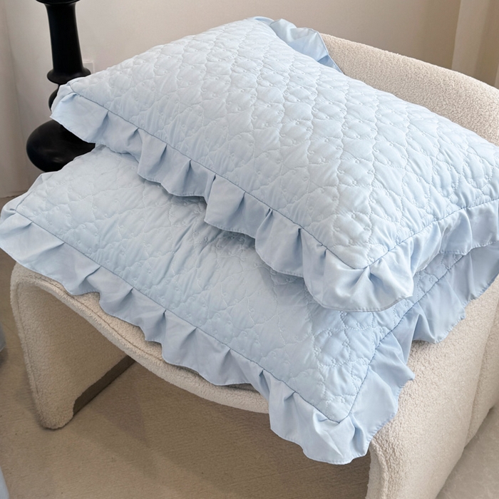 91家纺网 家纺一手货源 找家纺 野合家纺 2026新款A类水洗棉纯色夹棉床裙单床裙床裙单件 天蓝