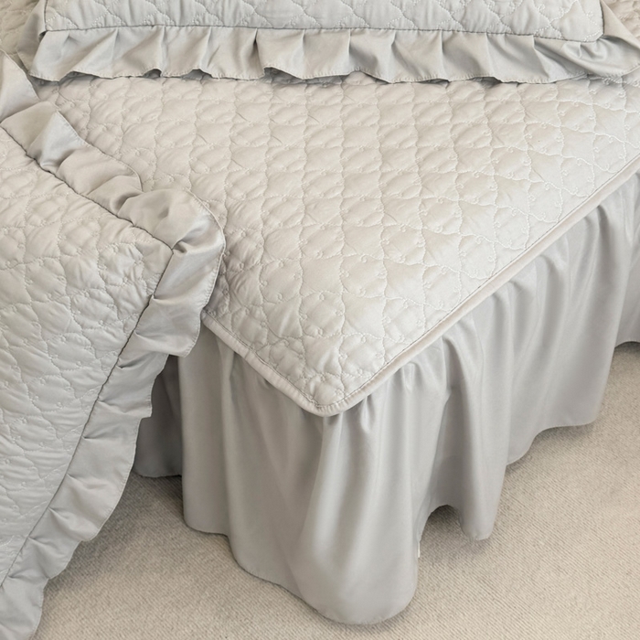 91家纺网 家纺一手货源 找家纺 野合家纺 2026新款A类水洗棉纯色夹棉床裙单床裙床裙单件 银灰