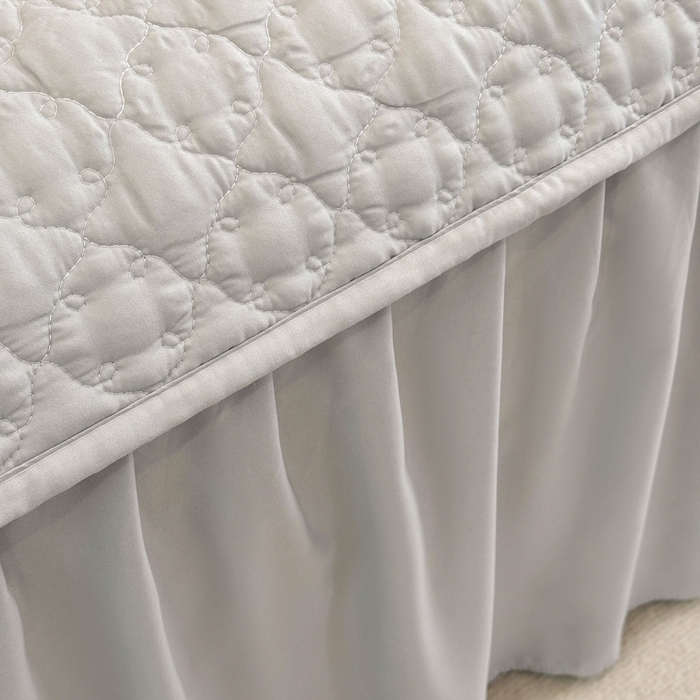 91家纺网 家纺一手货源 找家纺 野合家纺 2026新款A类水洗棉纯色夹棉床裙单床裙床裙单件 银灰