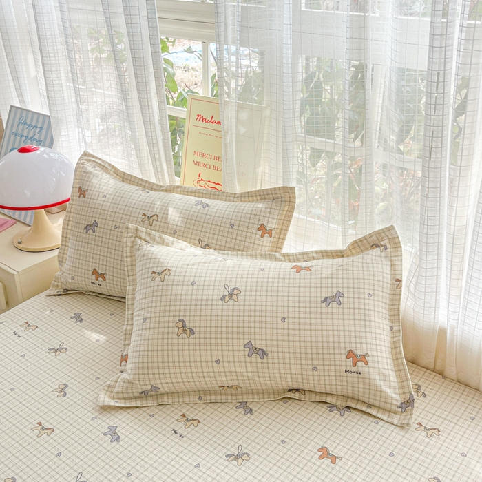 91家纺网 家纺一手货源 找家纺 （总）好亿来家纺 2026新款全棉纯棉印花小清新单枕套枕套单件