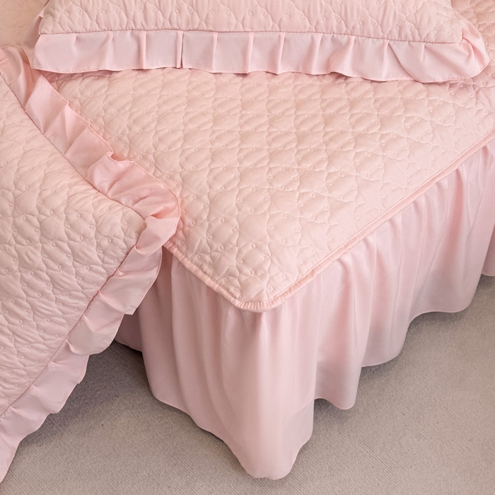 91家纺网 家纺一手货源 找家纺 野合家纺 2026新款A类水洗棉纯色夹棉床裙单床裙床裙单件 玉色