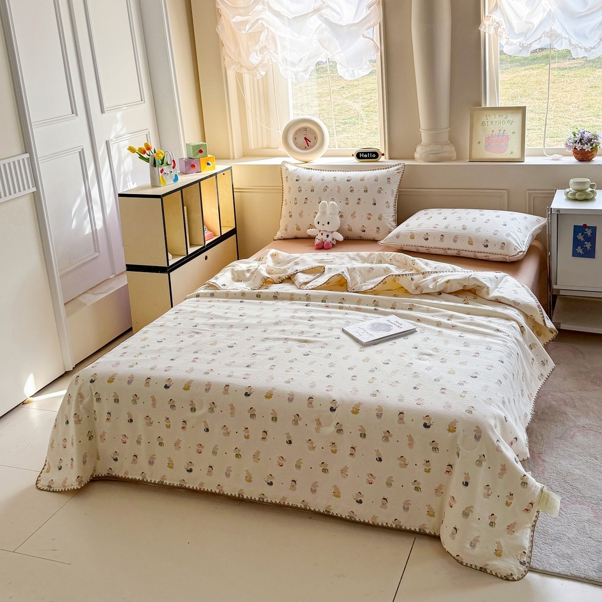 91家纺网 家纺一手货源 找家纺 （总）星巴k家纺 2026新款春夏云感双层纱母婴级三角针夏被贝壳边夏凉被贝壳绣