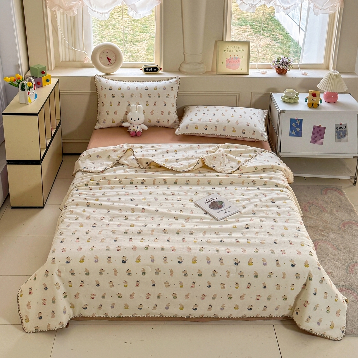 91家纺网 家纺一手货源 找家纺 （总）星巴k家纺 2026新款春夏云感双层纱母婴级三角针夏被贝壳边夏凉被贝壳绣