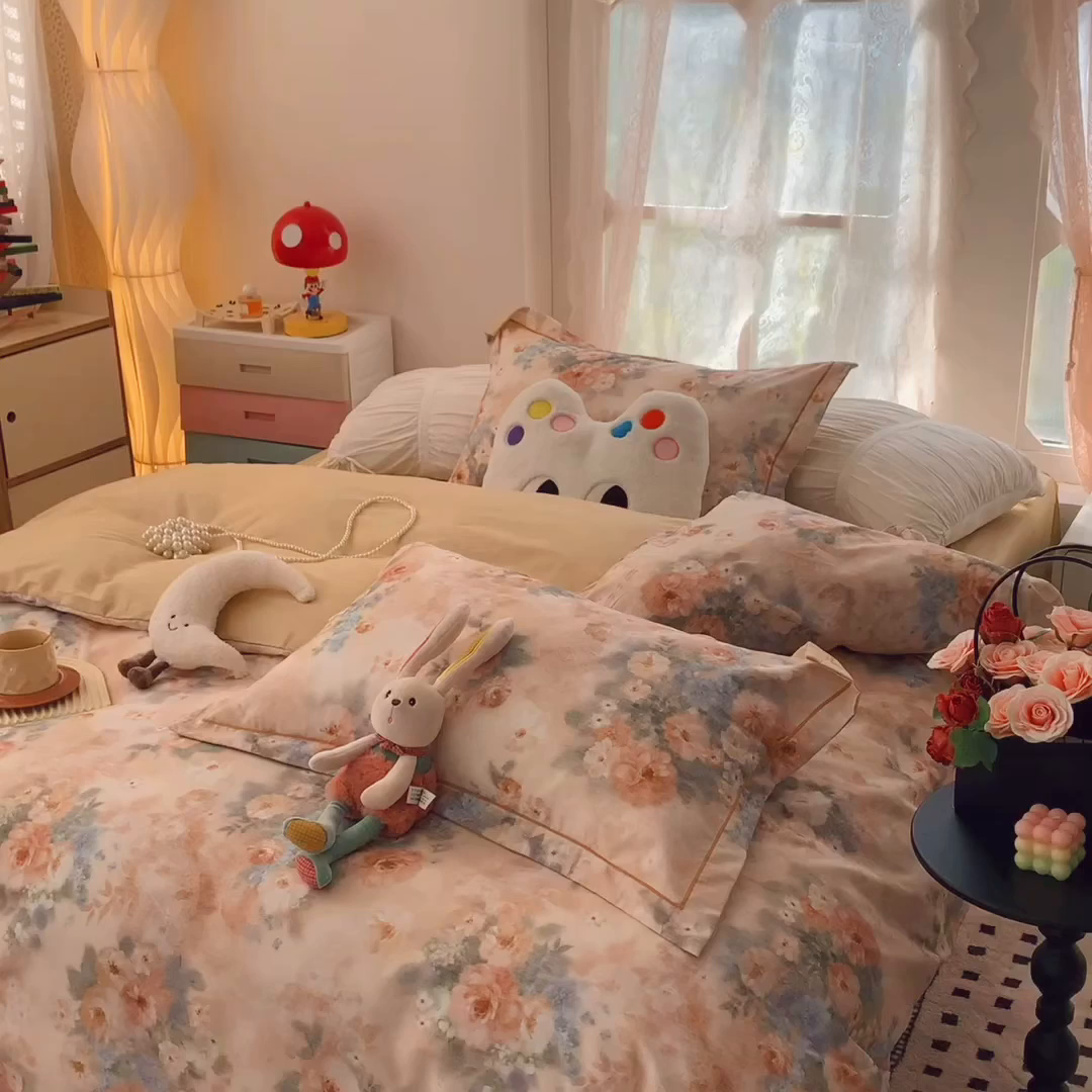 91家纺网 家纺一手货源 找家纺 （总）奈萝家纺 2025新款全棉纯棉小清新印花四件套-第一波