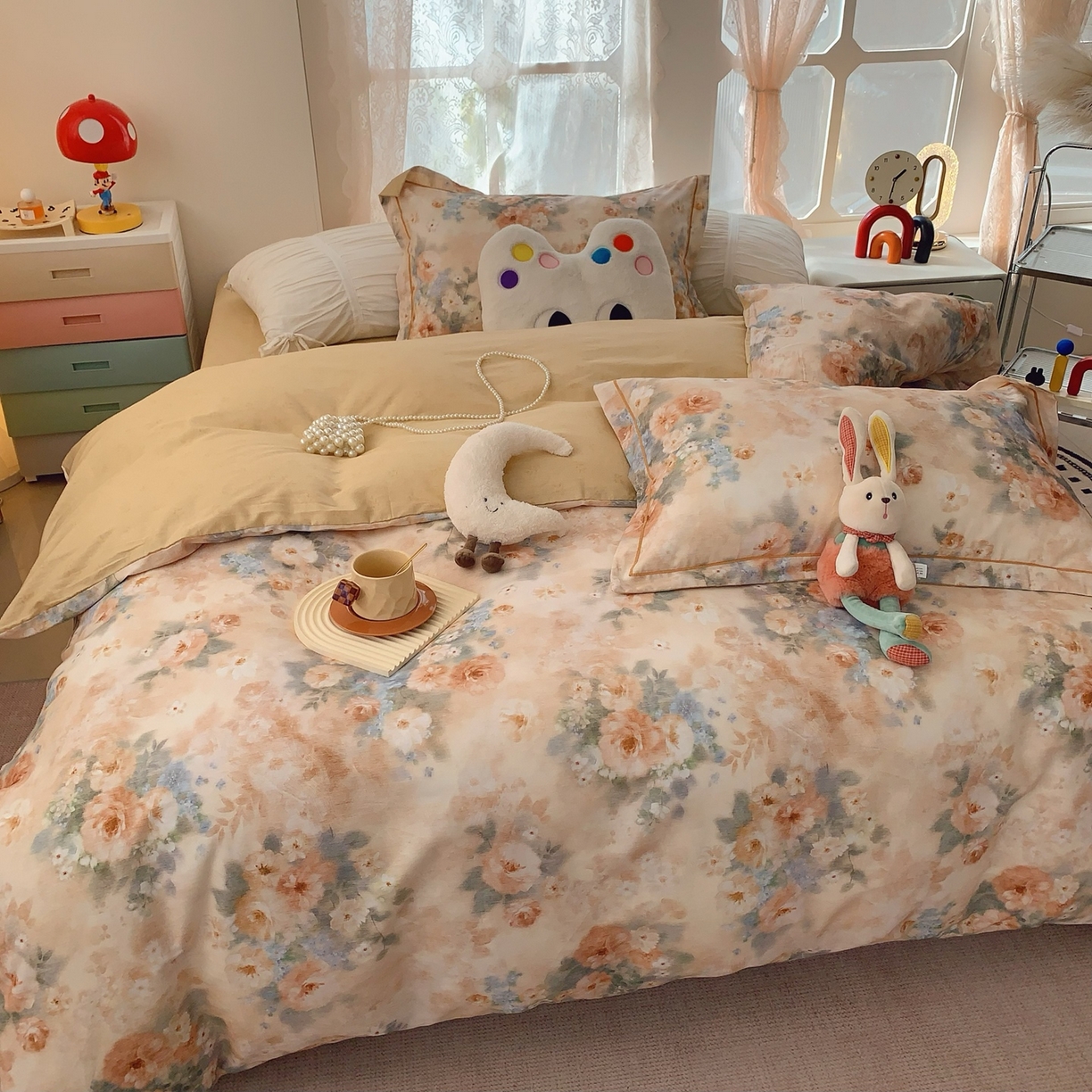 91家纺网 家纺一手货源 找家纺 （总）奈萝家纺 2025新款全棉纯棉小清新印花四件套-第一波