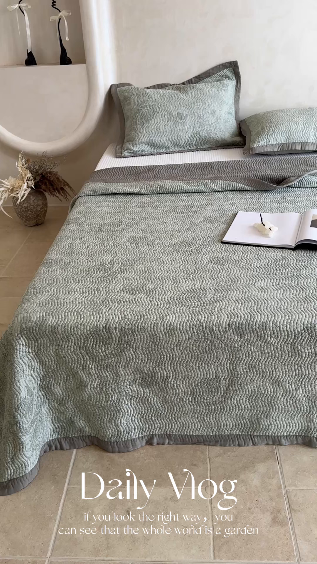 91家纺网 家纺一手货源 找家纺 床盖工厂店 2026新款莫代尔天丝床盖波浪纹绗缝床盖三件套 香岛巴黎-绿